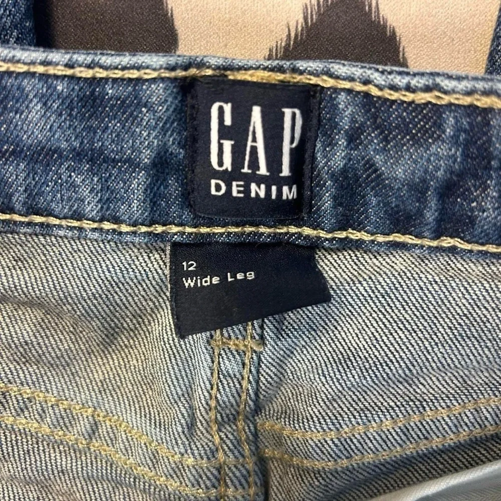 GAP Girls’ Wide-Leg Denim Jeans – Size 12 | Dark Wash | Adjustable Waist